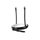Schwarzes Leder-Halsband für Haustiere mit einem weißen gepolsterten Innenraum und verstellbarem Schnallenverschluss, auf einem hellen Hintergrund präsentiert.