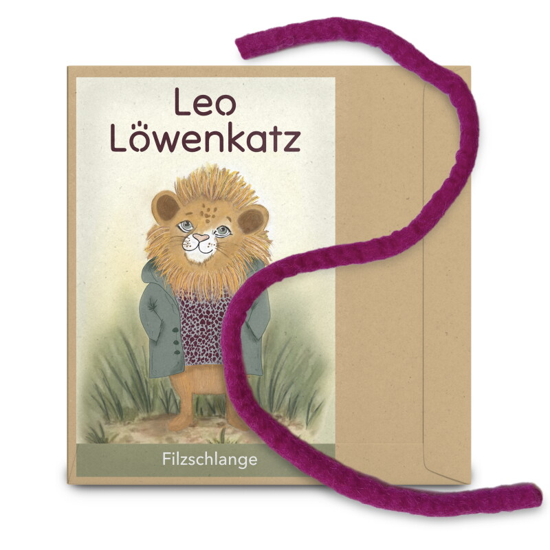 LEO LÖWENKATZ XL Filzschlange (ca. 50cm) aus echtem Wollfilz in pink