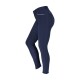 Marineblaue Reitleggings mit einem strukturierten Griffbereich an der Innenseite des Oberschenkels und weißen Paspel-Details.
