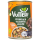 Dose mit Vutteri veganem Hundefutter, die einen braunen Hund auf dem Etikett zeigt, mit dem Text "Pflanzlich Vollwertig Lecker" und "Wie Rind & Huhn".
