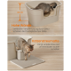 Katze benutzt eine beige Katzentoilette mit 33 cm hohen Wänden und passender Streumatte, die verstreutes Streu auffängt.