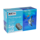 Box mit AniOne Membranpumpe Air 400 Membranpumpe für Aquarien, mit Fischillustrationen und Produktdetails auf einem blauen Hintergrund.