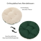 Orthopädisches, wendbares Haustierkissen mit weichem beigem Fleece und grünem Baumwollmix, betont Komfort und hautfreundliche Materialien.
