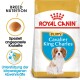 Royal Canin Welpenfutter für Cavalier King Charles, mit einem Welpenbild, Details zur rassespezifischen Ernährung und Gesundheitsunterstützungsansprüchen.