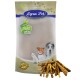Lyra Pet Hundeleckerlipackung mit "100% natürlich" und "Lyra Nature Power" Text, mit Bildern eines Hundes, einer Katze und eines kleinen Hundes.