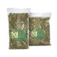 Zwei durchsichtige 1-kg-Beutel MultiFit getrocknete Kräuter-Heumischung für Kaninchen und Kleintiere mit grünen Etiketten und Hasenabbildungen.