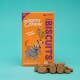 Edgard Cooper Bravo Biscuits Box mit zwei Cartoon-Hunden, mit dem Text "Crunch Crunch" und "Kein Zuckerzusatz, ja wirklich." 130 Leckerlis.