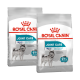 Deux sacs de nourriture pour chiens Royal Canin Joint Care, étiquetés 'MAXI' et 'Facilite le mouvement', avec une illustration de husky et le texte '97% des propriétaires satisfaits'.