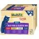 Boîte de nourriture pour chats adultes MultiFit avec "Duo Fish & Classic Mix" avec 92 x 100g de portions, incluant des saveurs comme le bœuf, la dinde et le saumon.