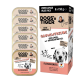 DOGS'n TIGER Sparpack 6 × 150 g – Nassfutterschalen und Box mit Aufschrift 'Gaumenfreude, Geflügel mit Süßkartoffel, Fleischgenuss'.