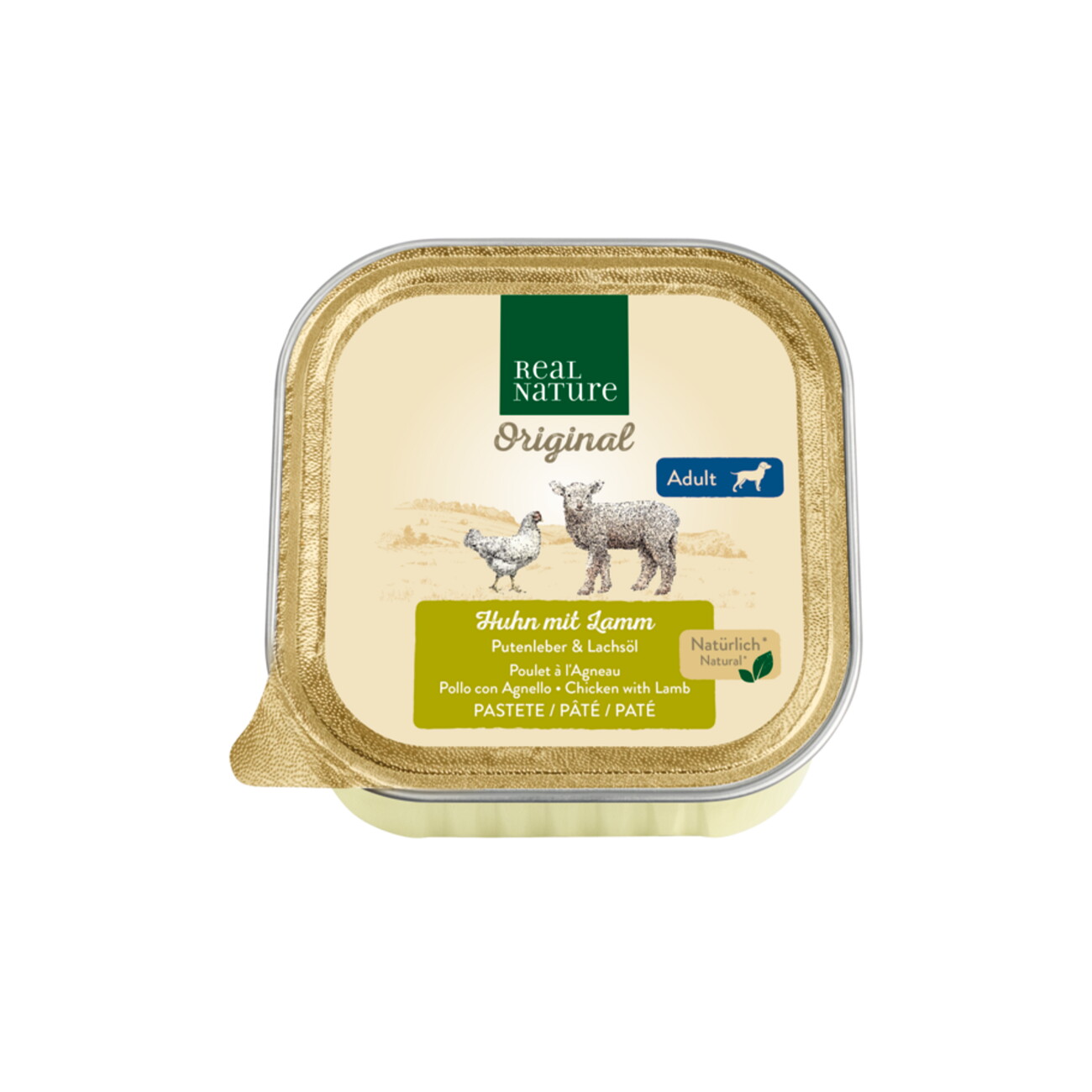 REAL NATURE Nassfutter Hund, Adult, Lamm und Putenleber 17x100 g