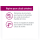 Régime pour calculs urinaires, avec informations sur la diminution du pH urinaire et teneur en magnésium pour réduire les calculs de struvite.