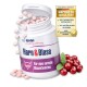 Behälter mit "Harn & Blase" Tabletten für Hunde (28 Tabletten) mit Cranberries und grünen Blättern. Text: "Für eine normale Blasenfunktion."