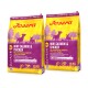 Zwei 10-kg-Säcke Josera Mini Lachs & Huhn Hundefutter für Erwachsene mit lila und gelber Verpackung.