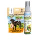 Ein Paket Bellfor Complete Snack für Hunde (180g) mit einer Silhouette eines Hundes, neben einem ZEComplete Spray (100ml) mit einem natürlichen Design.