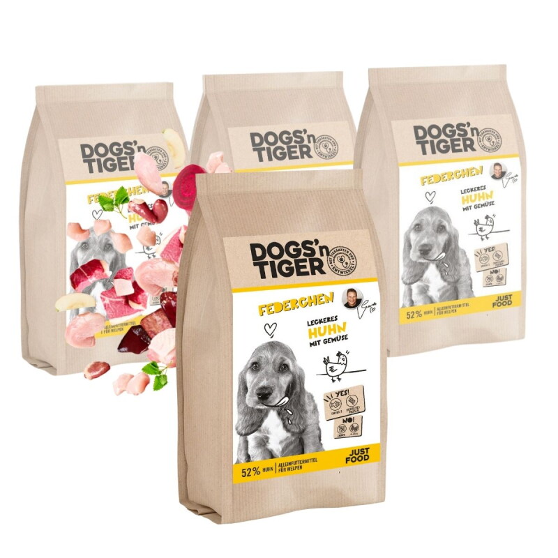 Dogs'n Tiger Junior Federchen Huhn & Gemüse 4x2 kg