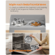 Zwei Edelstahlnäpfe für Haustiere, einer als Slow Feeder mit Trockenfutter, spülmaschinenfest, deutscher Text beschreibt die Eigenschaften.
