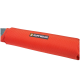 Nahaufnahme eines leuchtend orangefarbenen Hundeleinen-Griffs mit strukturierter Oberfläche, mit dem deutlich sichtbaren Logo "RUFFWEAR".