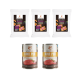 Wildfang Haustierfutterprodukte einschließlich drei 100g Kaninchenfleischpaketen und zwei Dosen Rindfleisch-Hundefutter mit der Aufschrift "Rind Pur B.A.R.F. Qualität".