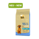 Hondenvoerzak met het label 'Select Gold Maxi Junior' voor honden boven de 25 kg, met een bruine hond op de voorkant en 'NEU - NEW' in het groen.