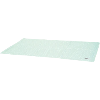 Tapis pour animaux de compagnie vert clair avec des pois blancs, présentant le logo AniOne dans le coin inférieur droit.