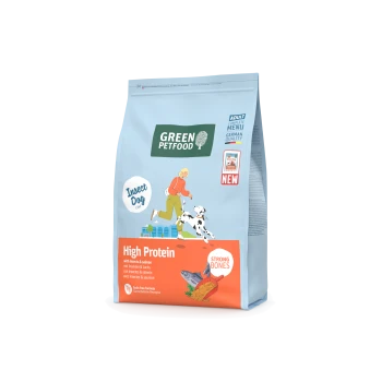 Green Petfood Insect Hundetrockenfutter mit hohem Proteingehalt für erwachsene Hunde, mit Insekten und Lachs, starke Knochen, getreidefreie Formel, deutsche Qualität.