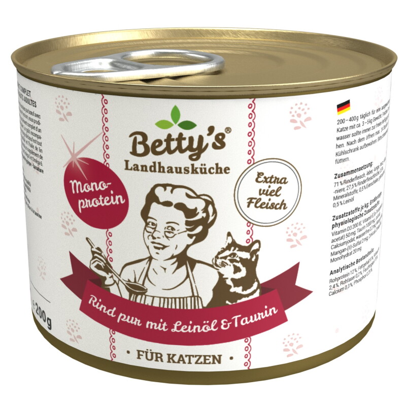 Betty's Landhausküche Rind pur mit Leinöl 6x200 g
