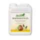 Behälter mit Stiefel Marien-Distelöl (Milk Thistle Oil) mit einem Pferdebild, gekennzeichnet als 100% natürliches Öl, das die Gesundheit von Leber, Haut und Fell fördert.