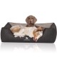 Orthopädisches Hundebett Outback aus laser-gestepptem Kunstleder schwarz/ grau XXL