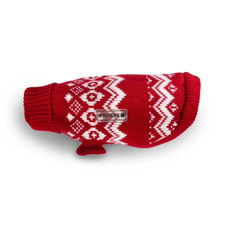 Wolters Strickpullover Norweger Mops & Co. Hundezubehör weiß/ rot 30 cm