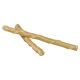 Deux friandises pour chiens en cuir brut tordu, de couleur beige clair, présentées sur un fond blanc.