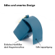Stylisches blaues Haustierzubehör mit einem magnetischen Verschluss, das ein geprägtes Logo und Text zur einfachen Nachfüllung zeigt.