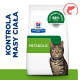 Sac de nourriture pour chats Hill's Prescription Diet METABOLIC avec un chat tigré ; texte visible « CONTRÔLE DU POIDS ».