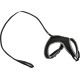 Black pet harness with a matching leash, featuring a padded design and reflective edges for safety.