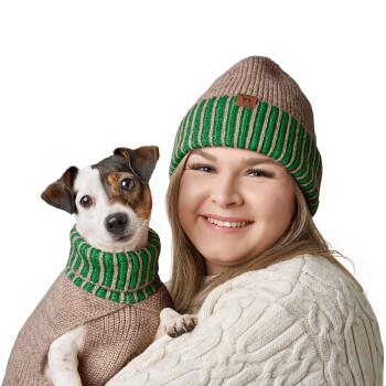 Hundepullover Odense mit Mütze (Set) beige 60 cm