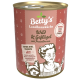 Dose von Betty's Landhausküche Hundefutter mit der Aufschrift 'Wild & Geflügel mit Preiselbeeren', die hohen Fleischanteil und keine künstlichen Zusatzstoffe betont.