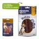 Two pet food packages: left labeled "Premiere. Snack It Meaties" with a dog image; right shows "I love my dog Meaties" and meat strips.