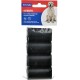 Black poop bags packaged in four rolls, each containing 20 bags, with a dog image and text in multiple languages.