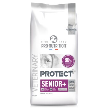 Pro-Nutrition Veterinary Protect+ Senior+ Hundefutterbeutel, 12 kg, unterstützt Mobilität, Herzgesundheit und enthält die pflanzliche Wirkstoffkomponente Harpagophytum.