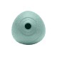 Ein hellblaues Gummihundespielzeug in Form eines Balls mit einem Loch in der Mitte, mit strukturierten Erhebungen und dem Markennamen 'RUFFWEAR' eingeprägt.