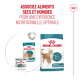 Sac d'aliments secs et sachets humides Royal Canin 15+ pour chats seniors ; texte visible « Associez aliments secs et humides ».