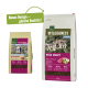 Zwei Beutel von Real Nature's Wilderness Hundefutter: ein Juniorbeutel mit einem Wolfbild und ein größerer Beutel mit zwei Wölfen und einer grünen Sprechblase.