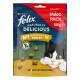 Friandises pour chats Purina Felix « Naturally Delicious » MAXI PACK 180 g — N°1 ingrédient : poulet ; chat noir et blanc souriant
