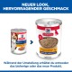 Hill's Science Plan Hundefutterdosen (alt vs. neu), sichtbarer Text: 'NEUER LOOK', 'Loaf Paté', 'MATURE ADULT 7+'