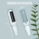 Bild von zwei Haustierpflegewerkzeugen auf einem hellen Hintergrund, beschriftet mit den Maßen: 24 cm und 5,5 cm, mit einem Pflanzenblatt daneben.