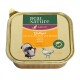 Dose mit Real Nature Adult Haustierfutter, das Geflügel mit braunem Reis und Fischöl enthält. Enthält Bilder von einem Truthahn und einem Huhn.
