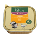 Dose mit Real Nature Adult Haustierfutter, das Geflügel mit braunem Reis und Fischöl enthält. Enthält Bilder von einem Truthahn und einem Huhn.