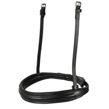 Schwarzes Leder-Haustiergeschirr mit verstellbaren Riemen und Metall-Schnallen, entworfen für Komfort und Kontrolle.