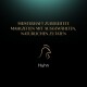 Text lautet "Meisterhaft zubereitete Mahlzeiten mit ausgewählten, natürlichen Zutaten" über einer goldenen Hühnerumriss und "Huhn" darunter.
