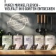 Dosen mit hypoallergenem Muskelfleisch für empfindliche Hunde, beschriftet "Pferd Pur," "Ente Pur," und "Hirsch Pur," mit Einzelprotein.